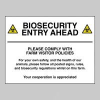 Biosecurity entry ahead - Please comply with farm visitor policies - 