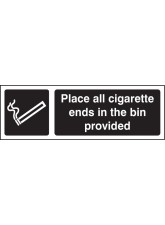 Place All Cigarette Ends in Bins Provided (White / Black)