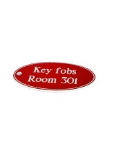 Key Fob - Red with White Text - Oval