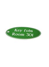 Key Fob - Green with White Text  - Oval