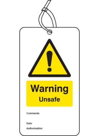 Warning - Unsafe - Double Sided Safety Tag (Pack of 10)