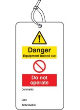 Lockout Tag - Danger - Equipment Locked Out Do Not Operate - 80 x 150mm (Pack of 10)