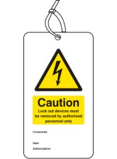 Lockout Tag - Lock Out Device Must be Removed By - 80 x 150mm (Pack of 10)