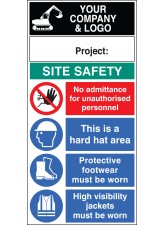 Site Safety Board with Logo and Project - 600 x 1200mm 