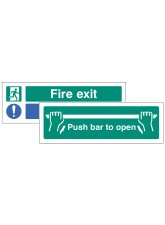 Fire Exit - Keep Clear / Push Bar to Open - Double Sided Window Sticker