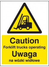Caution Forklift Trucks Operating (English / Polish)