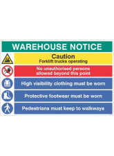 Warehouse Safety Caution Forklift Trucks - Hivis - Boots must be Worn