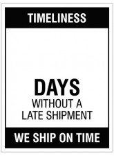 Small Wipe Clean Board "Timeliness (Write Number) Days without a Late Shipment" 