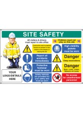 Site Safety - Multi-message - Deep Excavations - Custom - Banner with Eyelets - 1270 x 810mm
