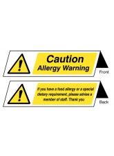 Food Allergy Notice - Double Sided Plastic Table Cards (Pack of 5)