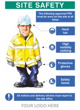 PPE Requirement Sign (Hat - Hivis - Gloves - Boots)