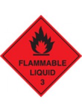 Roll of 100 Flammable Liquid 3 Labels - 100 x 100mm 