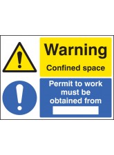 Warning Confined Space Permit to Work Must be Obtained