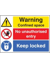 Warning Confined Space No Entry Keep Locked