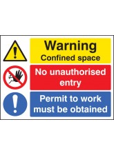Warning Confined Space No Entry Permit to Work