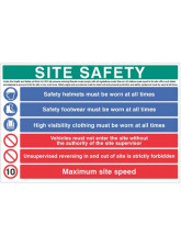 Site Safety Board - Hard Hat - Hivis - Boots - 10mph